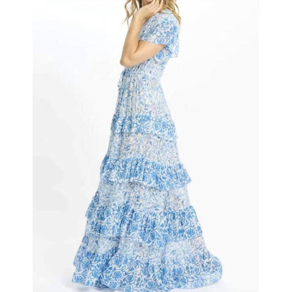 NEW MISS JUNE PARIS celia tiered maxi dress in blue